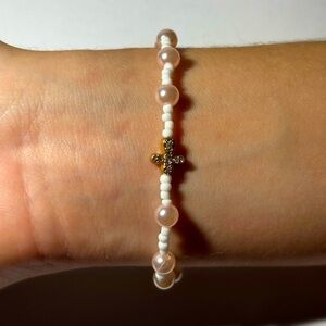 Pearl and Cross Bracelet